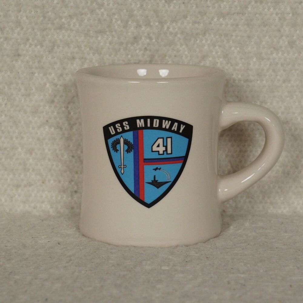 USS Midway Ceramic Coffee Mug CV-41 Pearl Harbor Diner-Style Aircraft Carrier